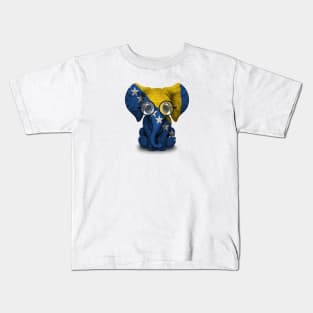 Baby Elephant with Glasses and Bosnian Flag Kids T-Shirt